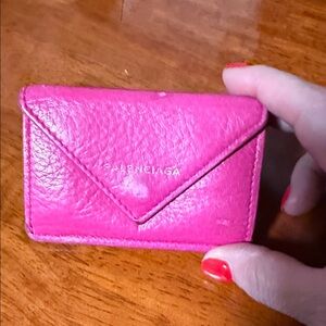 Balenciaga Fuchsia Leather Card Holder